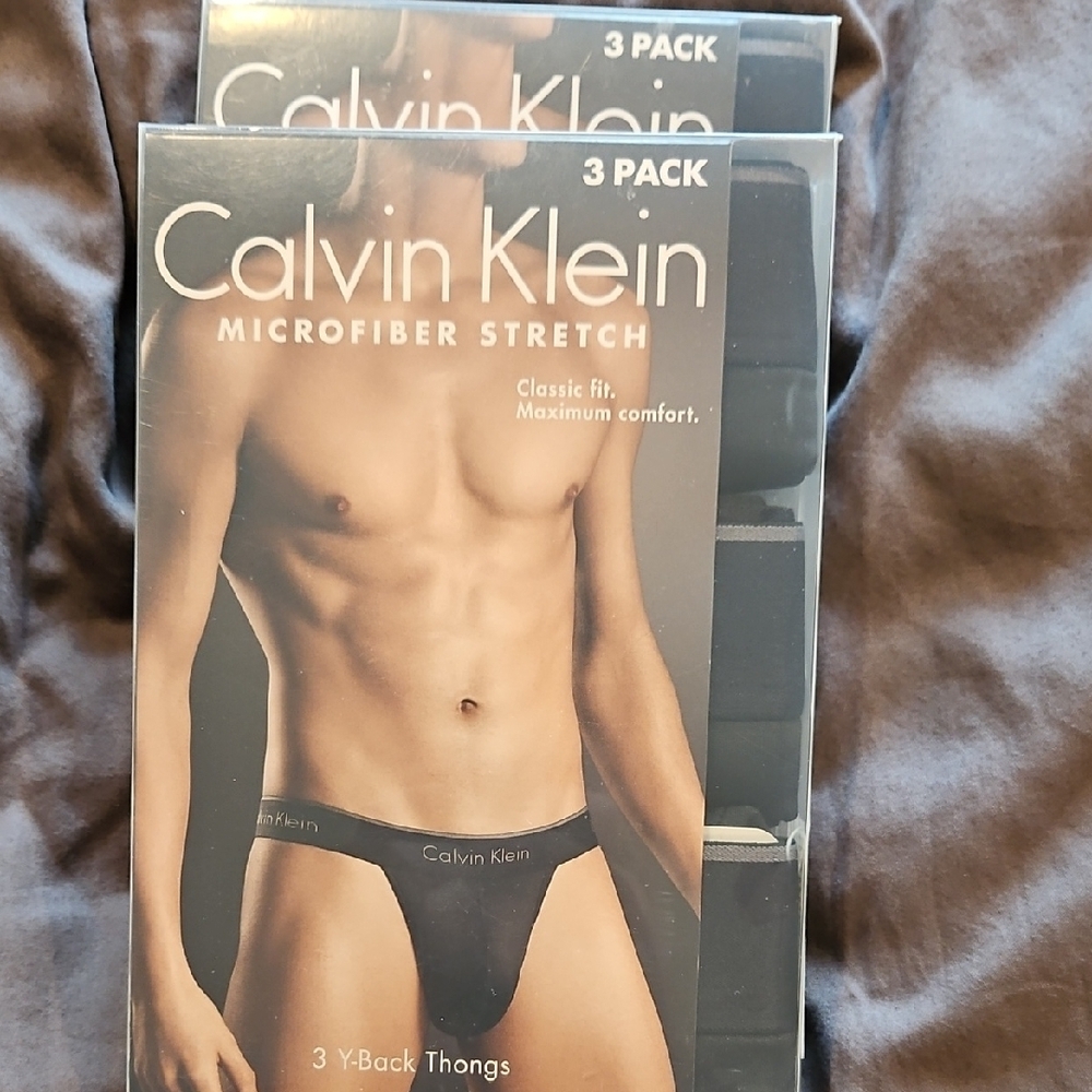 Calvin Klein Men's Black Microfiber Stretch Thongs - 3 Pack